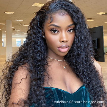 180% Density HD Full Lace Human Hair Wigs For Black Women,Wholesale Transparent Water Wave Curly Lace Front Wig